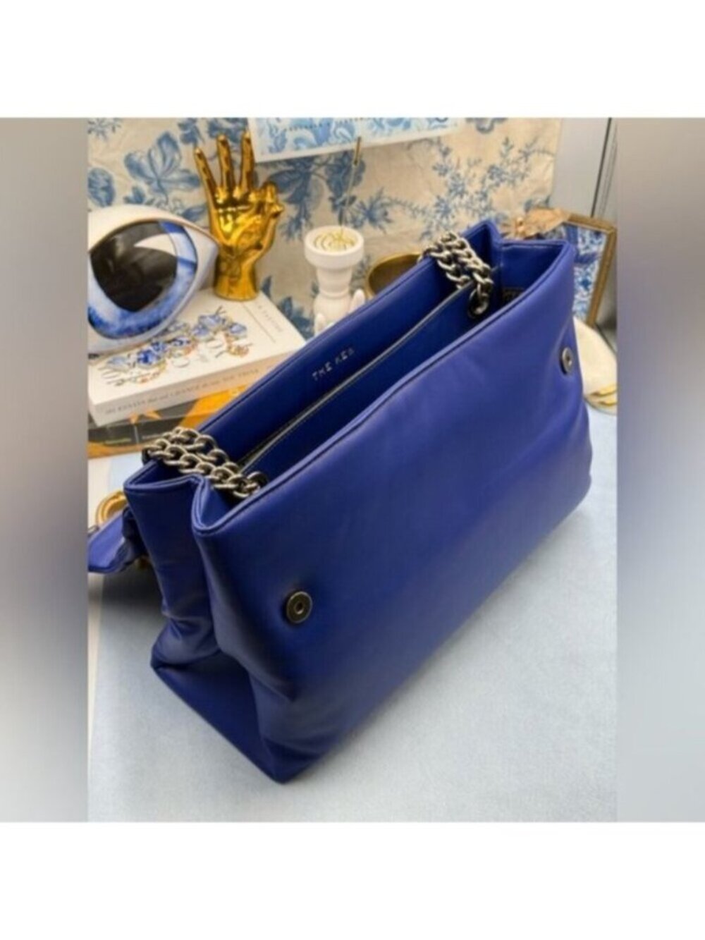 🆕 KURT GEIGER LONDON 🧿 NWT XXL Kew Leather Bag, Deep Blue - Picture 12 of 16